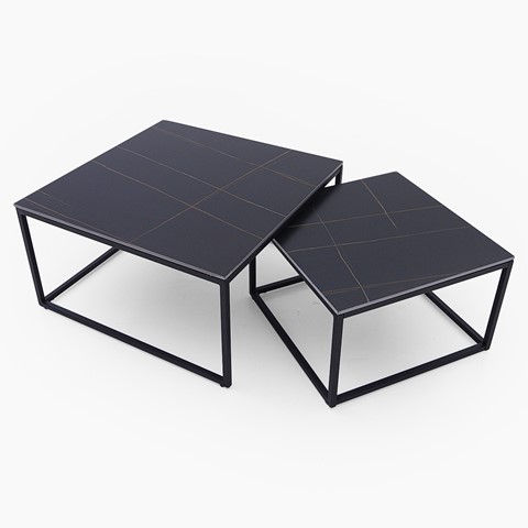 Tyler Black Square Nest of Coffee Tables