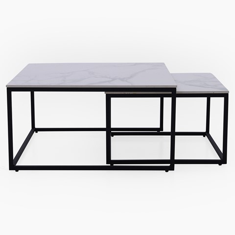 Tyler White Square Nest of Coffee Tables