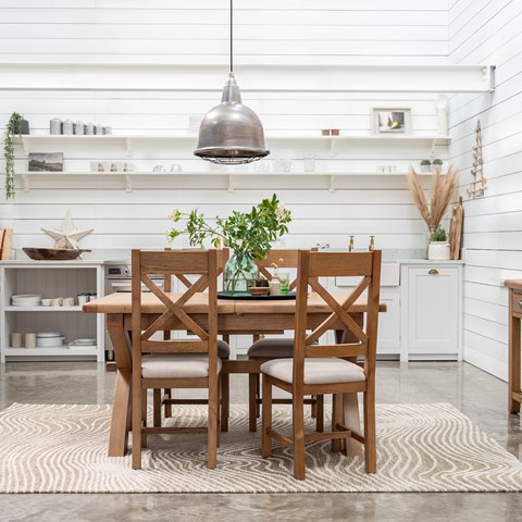 Willowmere Cross Leg Extending Dining Table & 4 Chairs Set