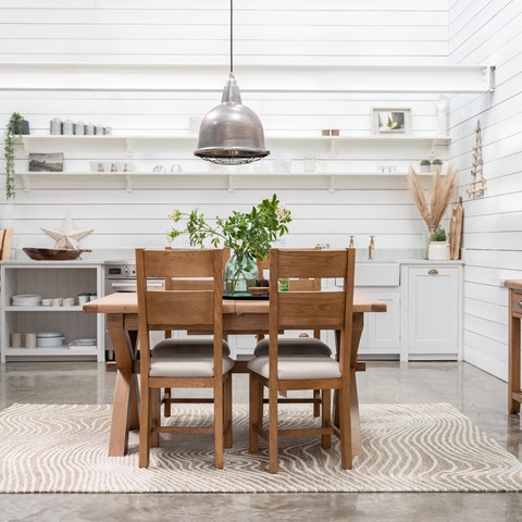 Willowmere Cross Leg Extending Dining Table & 4 Chairs Set