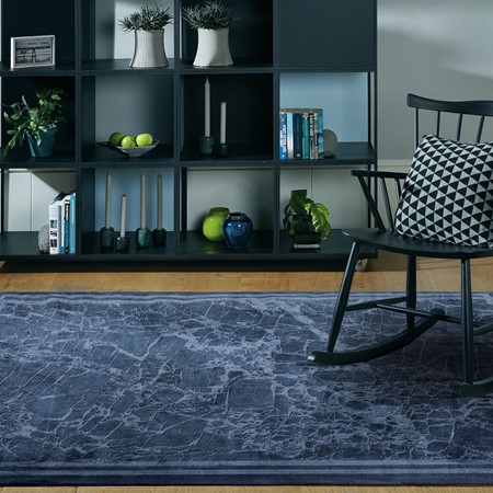 Zehraya Ink Blue Border Rug primary image